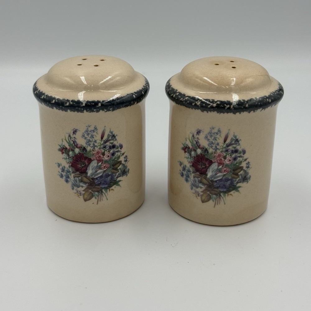 Home & Garden Party Stoneware Salt & Pepper Shakers Floral Splendor 3.5" Tall